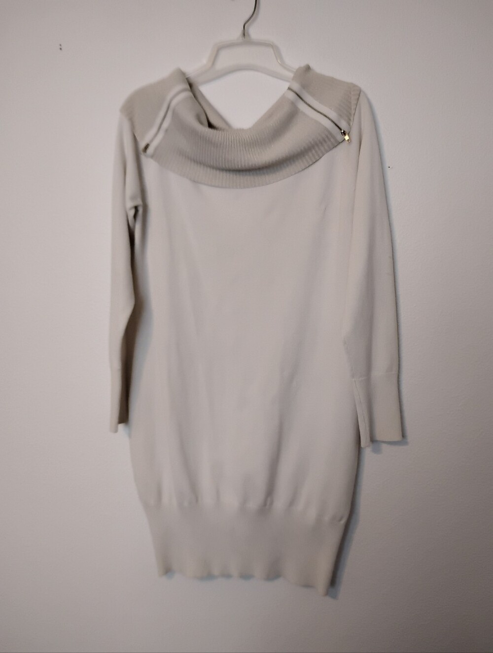 No Boundaries White Metallic Sweater Dress